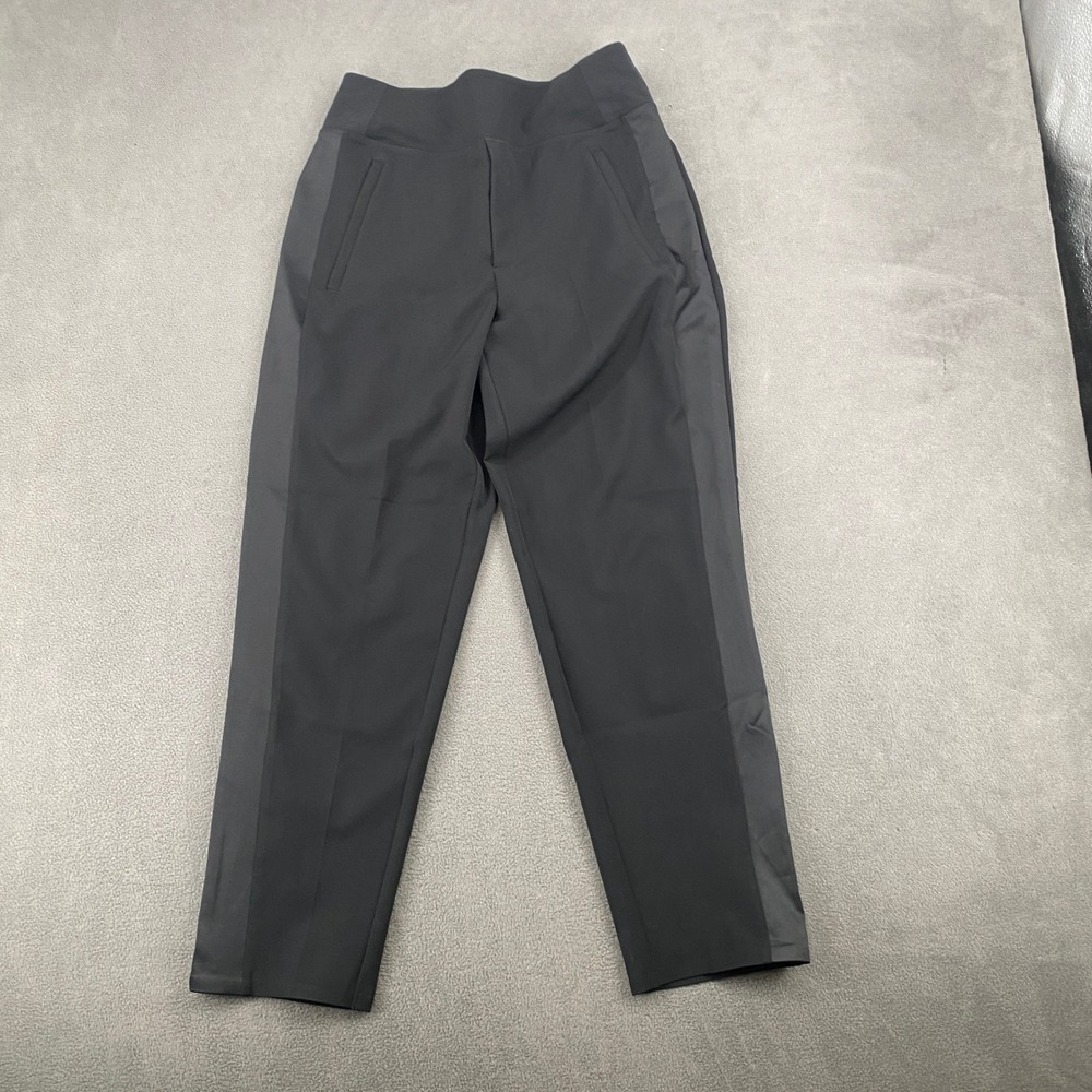 Athleta Brooklyn Tuxedo Stripe Ankle Pants Black Size 4 Stretch Tapered Trousers